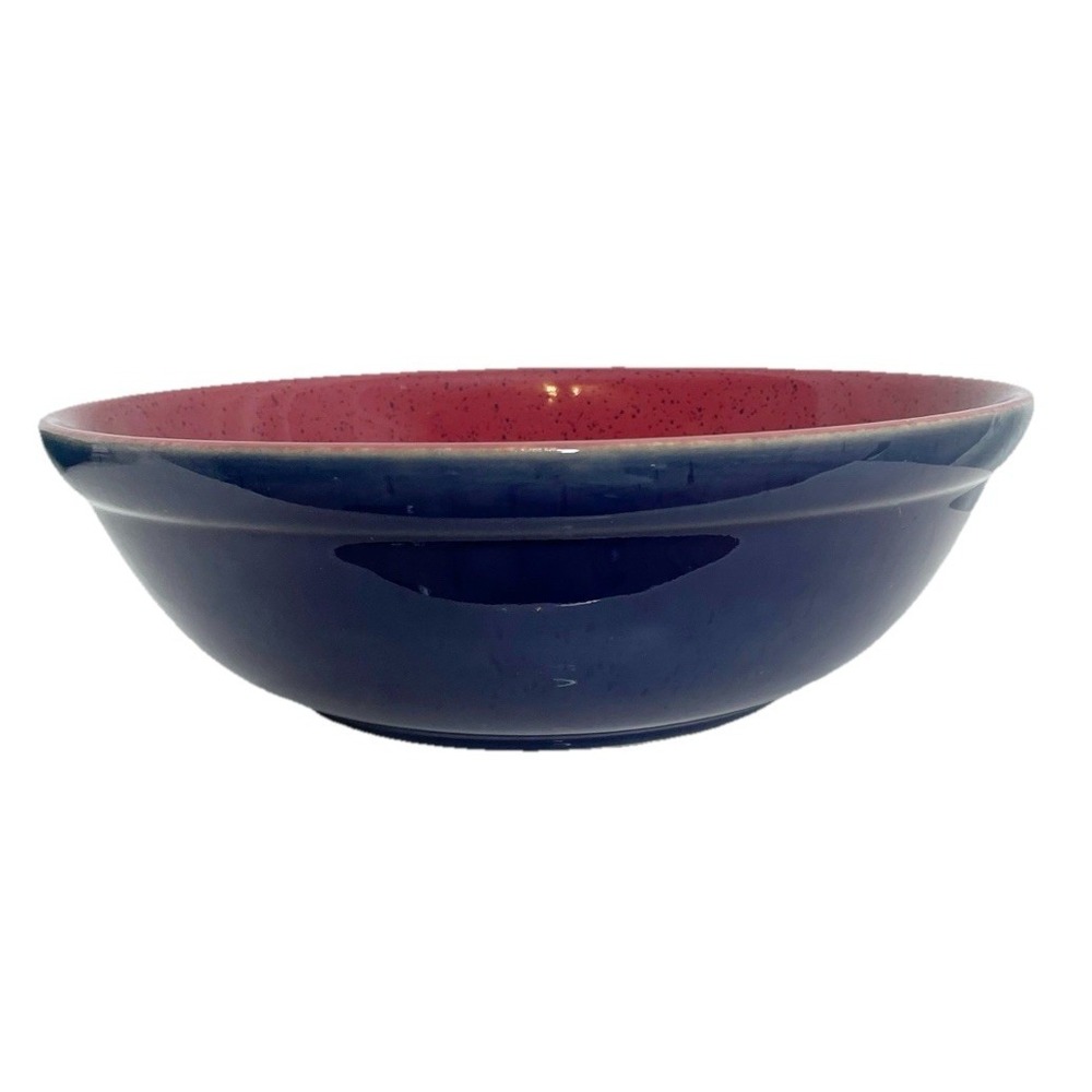 Denby England  Harlequin Red Blue Large Pasta Salad  Serving Bowl 11 3/4"